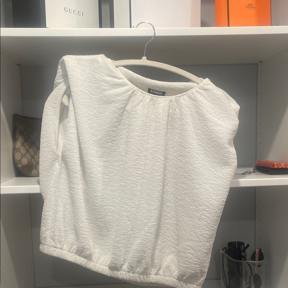 Express Textured White Blouse